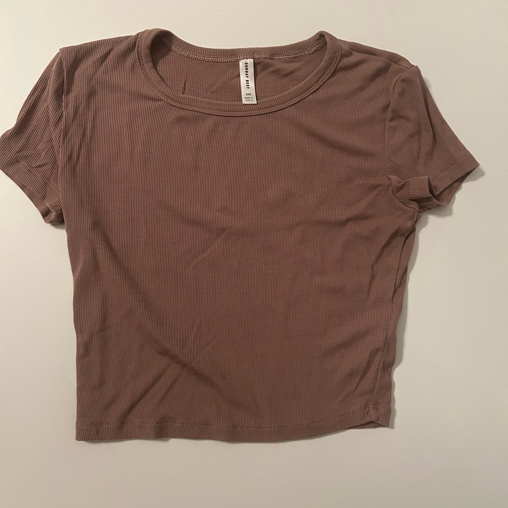 Sunday Best pinky/tan cropped tee US XXS